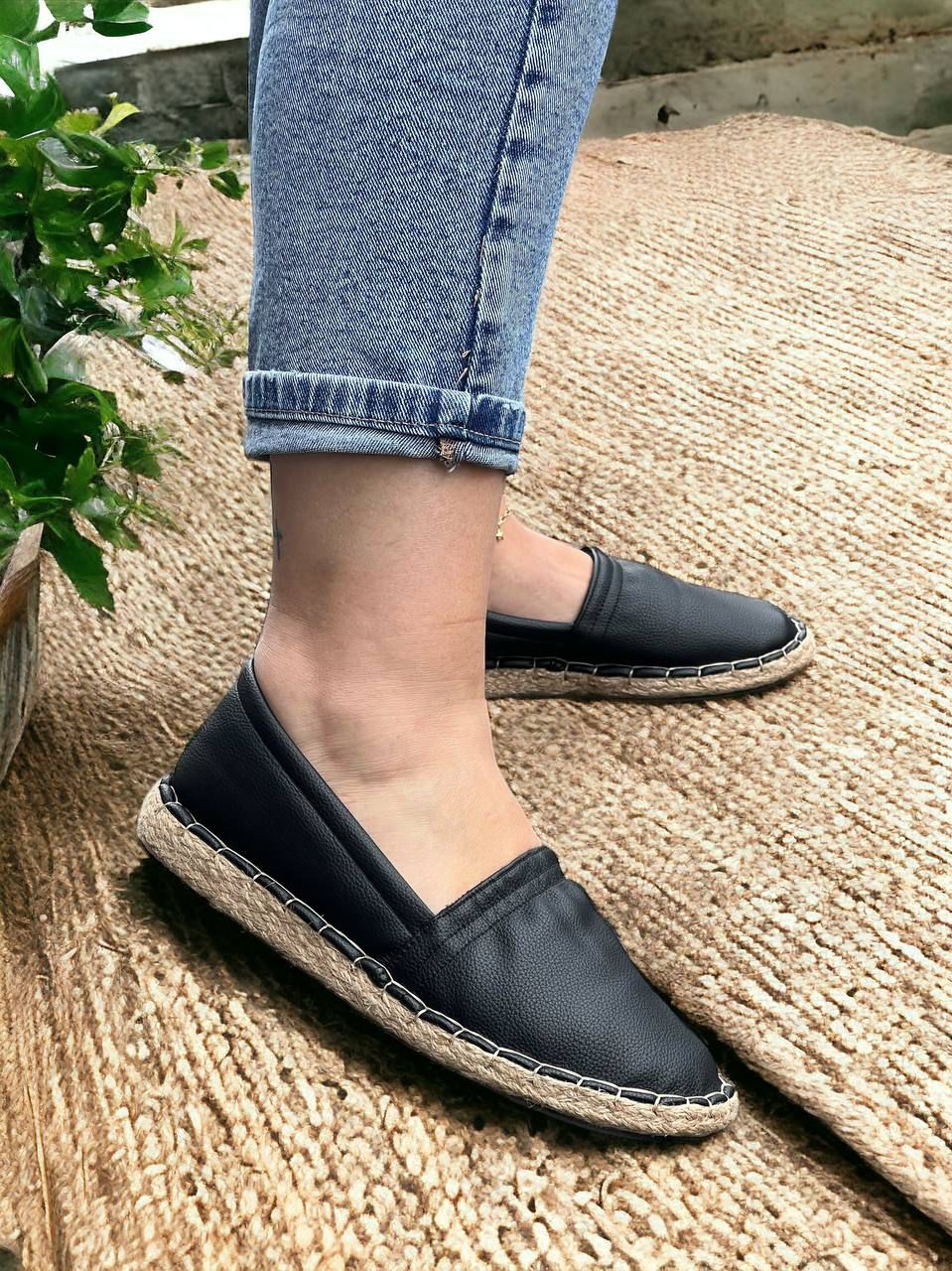 Espadrila (Alpargata) Yute Eco Cuero 🍃 Negra