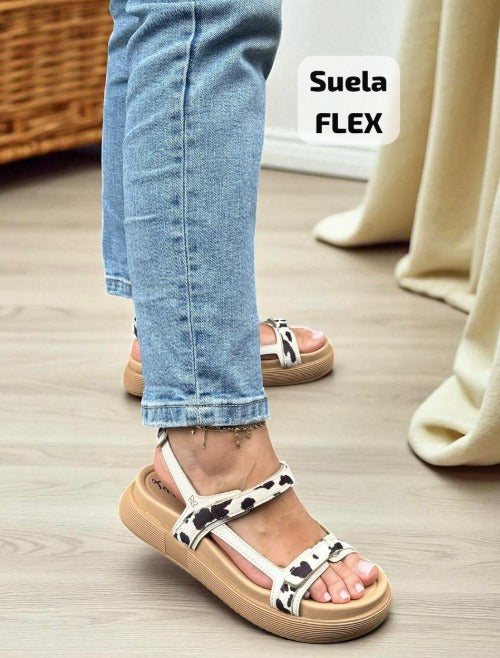 Sandalia Cintia Vaca Talco